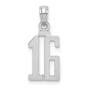 14K White Gold 14Kw Polished Number 16 Pendant