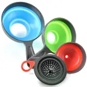 Delove Silicone Kitchen Funnel Set, Canning Funnel with Strainer