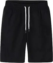 [Aosufei] Men's Elastic Waist Basic Swim Trunks Quick Dry Breathable Solid Shorts Lightweight Shorts with Zipper Pockets