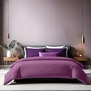 Premium Ranforce Single Quilt Cover (135 x 200 cm), 100% Cotton, Purple | Button Closure, 155 Thread Count | Machine Washable at 30°C, Soft & Durable