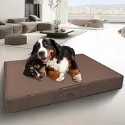 Sytopia 50-Inch Chew-Resistant Dog Bed – XXL, Extra Large, Waterproof & Orthopedic Pet Bed for Outdoor Use. Supports Up to 130 lbs, Machine-Washable, Great for Crates – Caramel Brown