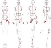 4 Models Fashion Sketching Templates,Clothing Measuring Rulers Paper Draft DrawingsFashion Illustration Rulers, Sewing Humanoid Patterns Design