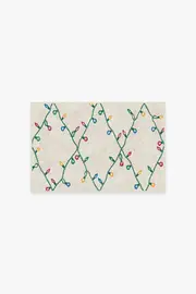 60' x 90' | Machine Washable Runner Rug | Kid & Pet Friendly | Indoor Rug | Holiday Lights Creme Rug | Ruggable