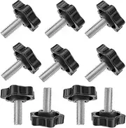 BEANPRECOY 10pcs M6x14mm Pedal Locking Screws Pedal Fixed Screws Compatible Plum Blossom Manually Tightened Screw Threaded Post Black Plastic Hex Shaped Clamping Knob Handle