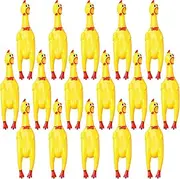 Sratte 16 Pack Screaming Chicken Toys Bulk Squeaky Rubber Chicken Large Squeaking Chicken Toys for Pet Chew Gifts Prank Novelty Toy(Yellow,12 Inch)