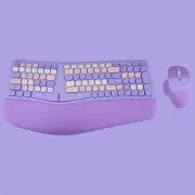 ANYMOB Bluetooth Keyboard And Mouse Combo Set Purple Ergonomic Wireless Portable Device Soft Keys