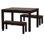 TANAKA SOLID MAHOGANY TIMBER DINING SET TABLE 180 CM.W/2 BENCHES CHOCOLATE