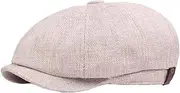 [Lifup] Men's Newsboy Hat 8 Panel Flat Cap Cotton Linen Gatsby Ivy Golf Cabbie Hat, Light Grey, One Size