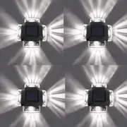 Solar Garden Lights 4-Pack Solar Wall Lights Solar Powered Waterproof Outdoor LED Lights Step Lighting for Garden Sidewalk Pathway Runway Yard -White