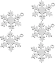5Pcs Stainless Steel Christmas Tree Snowflake Pet Id Tags for Dogs Easy to Attach Holiday Pendants for Dog Collars Durable Long Lasting Stainless Steel Crafting