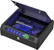 WASJOYE Cabinet Biometric Safe Box for Pistol Storage, Handgun Safe Lock Box with Quick-Access Fingerprint Identification, Keypad and Key Lock for Home Nightstand Drawer Beside Car