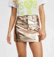 Sass & Bide Brand New HYPNOTISE ME gold faux leather Skirt size 12 / 42 RRP $350