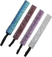 [BELLIFFY] Elastic Boys and Girls Sports Headband Set Non-Slip Running Headbands Sequins Durable Exercise Band for Hair Control 4 Pcs