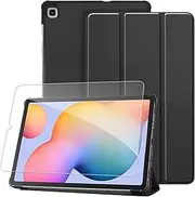 case for Galaxy tab s6 lite,2024/2022/2020,10.4 inch for(SM-P620/P625/P613/P619/P615/P610),Trifold Stand Folio Slim Soft TPU Translucent Back Cover Support Auto Wake/Sleep (Black)