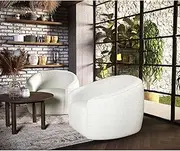 Boucle Fabric Modern Accent Sofa Chair Designer Seat Lounge Armchairs, Cream White