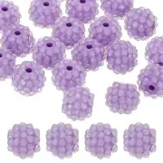 14mm Resin Rhinestone Clay Beads for Jewelry Making, 20 Pack, Pale Purple
