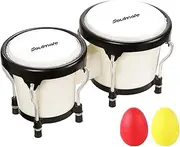Soulmate Bongo Drum 4” and 5” Set for Kids Adults Beginners,Percussion Bongos Drum With Tuning Wrench (White)