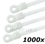 1000 Pcs Lot - 8" Mount Head Screw Nail Hole Cable Zip Wire Tie 50 lbs - White