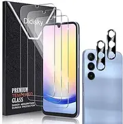 [Didisky] 3+2 Pack Screen Protector for Samsung Galaxy A25, 3 Pack Tempered Glass Screen Protector with 2 Pack Camera Lens Protector, 9H,Easy to Install,Scratch-Resistant, HD