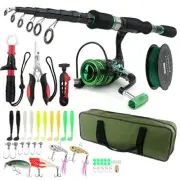 Fishing Pole Reel Combos Telescopic Fishing Rod Kit Spinning Reel Line Lure