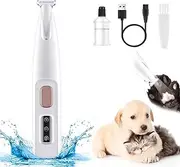Saffory Dog Trimmer, Saffory Electric Paw Trimmer with LED Light, Low Noise USB Rechargeable Pet Clipper for Dogs and Cats, for Trimming Hair Around Paws Eyes Ears Face Buttocks (1)
