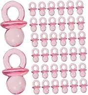 MOTHNUR 200pcs Mini Clear Acrylic Pink Pacifiers for Shower Decorations Gender Reveal Party Favors DIY Table Scatter for Games Safe and Sturdy Miniature for Events