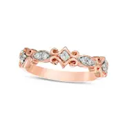 0.10 CT. T.W. Natural Diamond Scroll Stackable Band in Solid 10K Rose Gold