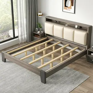 床實木簡約現代雙人床主臥1.5米經濟型1米8出租房用木床單人床架