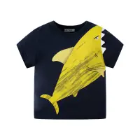 在飛比找蝦皮商城優惠-90-140CM 短袖上衣 童裝夏季兒童短袖卡通鯊魚印花男童