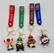 Super Mario 3D Rubber Keychain with Strap - Lot Of 4