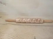 New! Fall Truck with Pumpkins Rolling Pin Wood Embossed Etched Baking Cookies