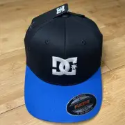 DC Shoe YOUTH Black/Blue Flex Stretch Fitted Hat Cap Skate Logo Boys FlexFit Kid