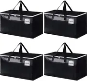 4 Pack Moving Bags, Large Heavy Duty Storage Bags, Moving Boxes with Tag Pockets, Zippers & Carrying Handles, Collapsible Storage Totes for Storing, Camping, Packing Supplies