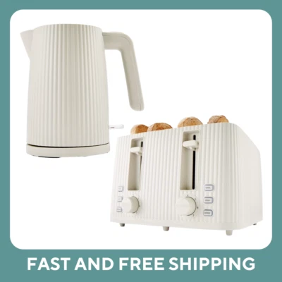 Electric Kettle 1.7L And Toaster Set Combo Deal Off White Linear Aesthetic