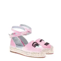 在飛比找Yahoo!奇摩拍賣優惠-正品 CHIARA FERRAGNI 粉紅色眨眼串珠草編涼鞋