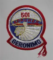 Embroidered Patch - 501 APACHES - US Army Infantry - Geronimo - 3" x 2.75" NEW