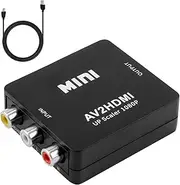 RCA to HDMI Adapter, AV to HDMI Converter with 1080P Support, RCA Composite CVBS with USB Charging Cable, Compatible with Wii, PS2, PS3, Xbox, N64, Gamecube, VHS, VCR, DVD, TV, STB, Camera (Black)