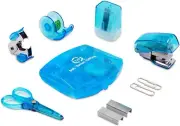 Products Blue Mini Office Supply Kit Portable Case with Scissors, Paper Clips, T