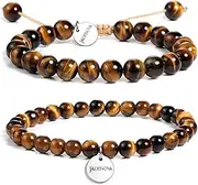 [JADENOVA] Natural Bead Bracelet Semi Precious Gemstone Beaded Bracelet for Women Healing Crystal Stone Stretch Bracelet Men Couple Bracelets (2pcs,6-8mm/8-10mm)