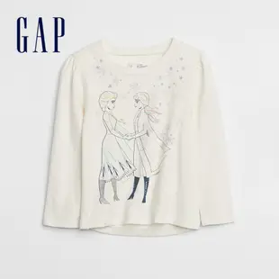 Gap 女幼童裝 Gap x Disney迪士尼聯名 冰雪奇緣雪寶印花長袖T恤-象牙白(618840)