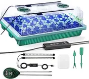 TOMVAES Seed Starter Tray with Growth Light, 40Cells Seed Tray with Humidity Dome for Deep Rooted Seedings, Programmed Light for Plant Starting