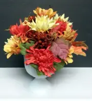 Milk Glass Vase Autumn Floral Centerpiece