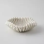 Marble Bowl Fruit and Decorative Bowl - Stone Ruffle Floral Tray for Home Decor Gifts (10 inch)