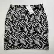 New Look Zebra Tube Skirt, Animal Print Pencil Skirt, Black and White H6