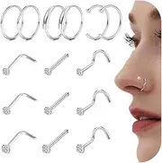 [Sanfenly] Hypoallergenic Nose Rings Surgical Steel Nose Rings Hoop Studs Cartilage Earrings Nose Piercing Jewelry