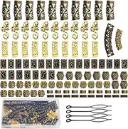 110 PCS Viking Beard Beads, AngleKai Gold Hair Accessories for Viking Hair Beads Beard Braiding Kits for Men and Women(Gold)