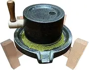 Natural Lapis Lazuli Stone Mill,5.7 X 7.9 Inches,Stone Mill Hand Cranked Tea Powder Grinder,Easy to Operate,Home Lime Stone Handmade Stone Mill,Stone Mill for Grinding Dry and Wet Grain