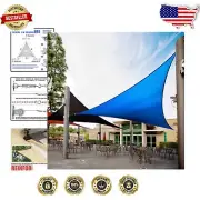 24' Blue Triangle Sun Shade Sail Canopy - UV & Water Resistant Outdoor Awning