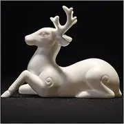 Sitting Deer Statues, Mini White Porcelain Reindeer Figurines Decorative Animal Model Figurine Home Table Decor
