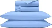 Real 600 Thread Count, 100% Organic Cotton Sheet Set [4 PC- RV-King Size, Light Blue Color] Bedsheet Sets, Fit Mattress Upto 18" Deep Pockets